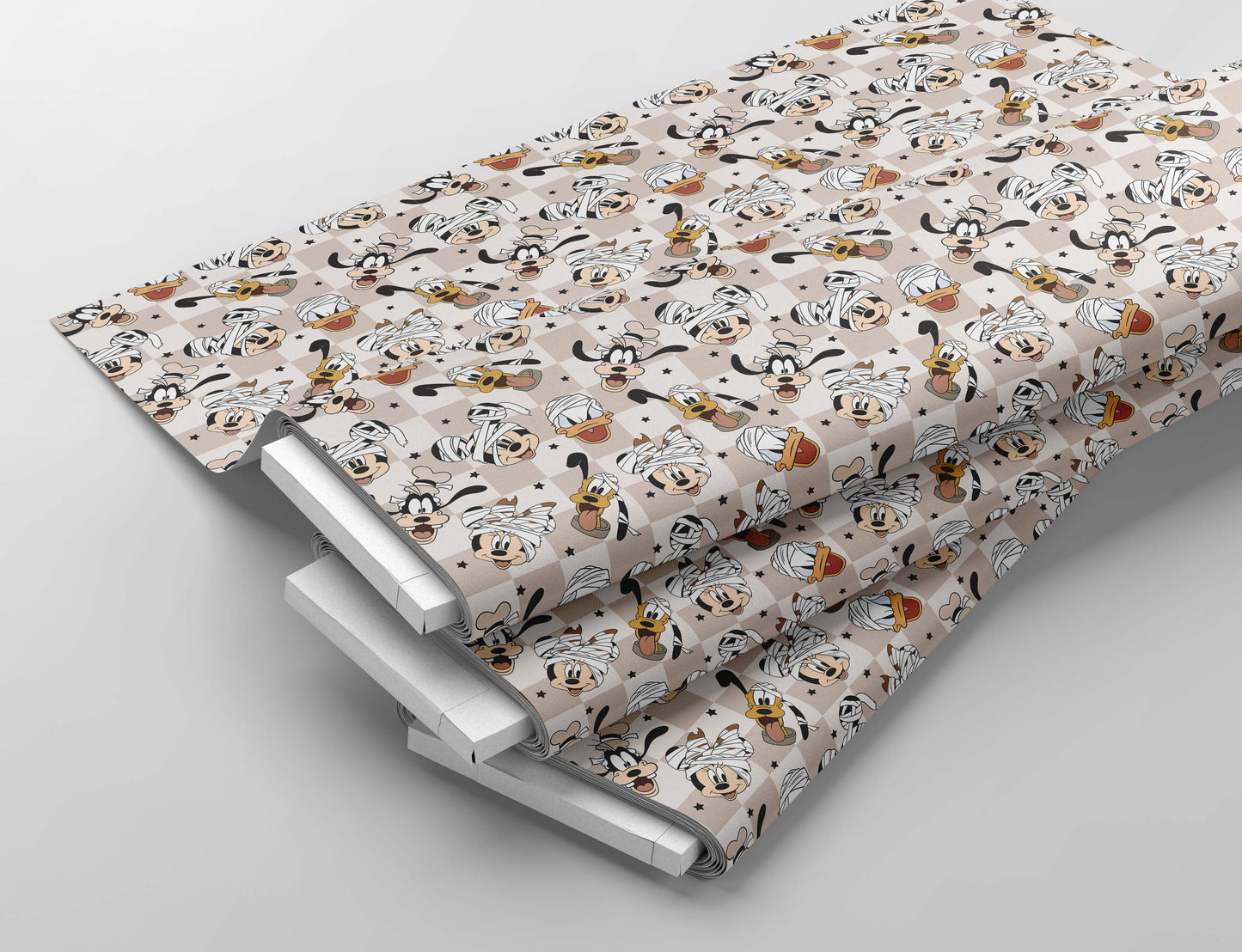 Neutral Mummy Mouse and Friends seamless file, Magical Halloween seamless pattern, Mouse Halloween seamless file for fabric sublimation