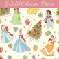 Christmas Magical Princesses seamless pattern, Winter Princess seamless pattern for fabric sublimation