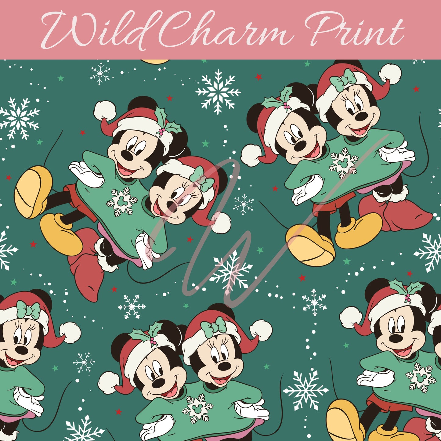 Christmas Mouse seamless repeat pattern