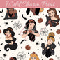 Halloween Magical Princesses seamless repeat pattern