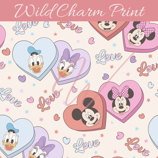 Valentines Mouse seamless pattern, Mouse love xo seamless, Magical Hearts candy seamless design for fabric sublimation, Digital download