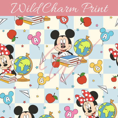 Magical Back to School seamless file, Mouse Seamless pattern, Summer Seamless, Seamless file for kids