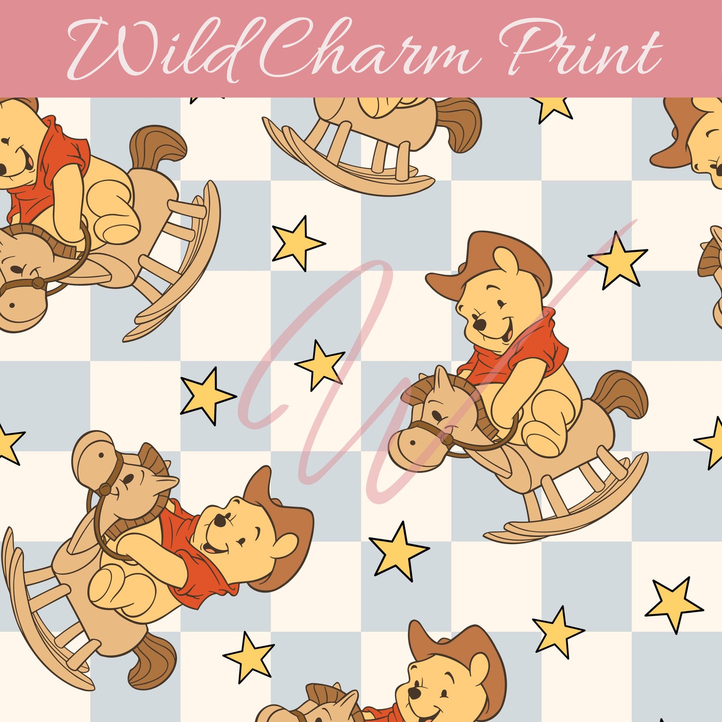 Winnie the pooh seamless pattern, western seamless, Magical seamless, Pooh seamless file for fabric sublimation, Digital download