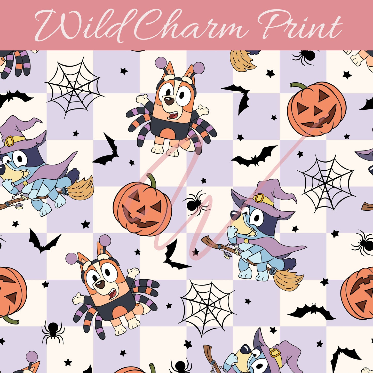 Cartoon dog and Friends seamless pattern, Halloween dog seamless, Magical seamless, Halloween design for fabric sublimation Digital download