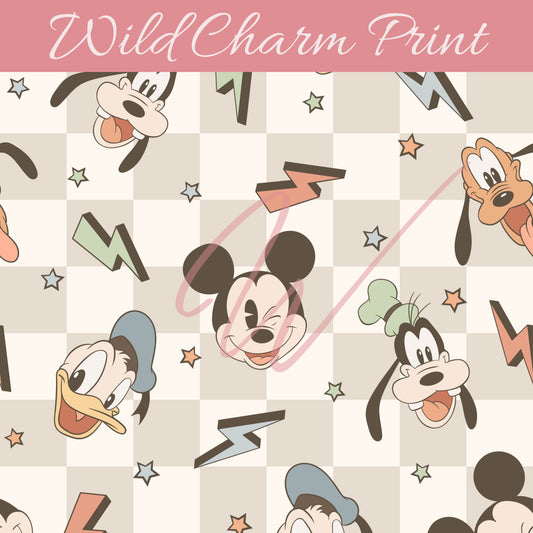 Vintage Mouse seamless file, Magical mouse & friends seamless, Spring and Summer seamless repeating pattern for fabric sublimation