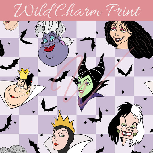 Evil Princess seamless pattern, Halloween seamless, Magical seamless, Villains  design for fabric sublimation Digital download