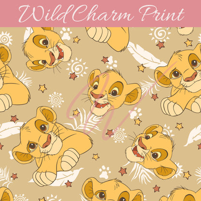 King Lion Cub seamless pattern, Magical seamless, Summer seamless for fabric sublimation, Digital download