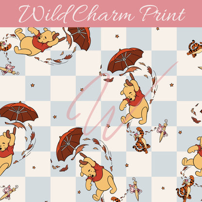 Winnie the pooh seamless pattern, Fall seamless, Magical seamless, Pooh seamless file for fabric sublimation, Digital download