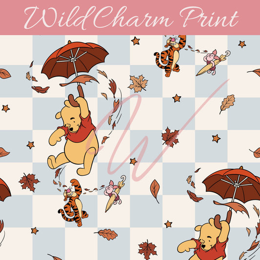 Winnie the pooh seamless pattern, Fall seamless, Magical seamless, Pooh seamless file for fabric sublimation, Digital download