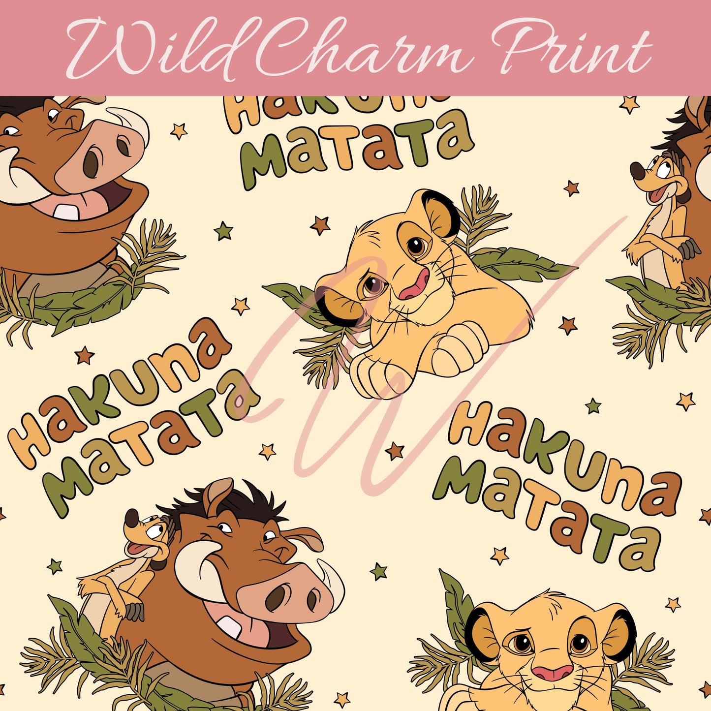 King Lion Cub seamless pattern, Magical seamless, Summer seamless for fabric sublimation, Digital download