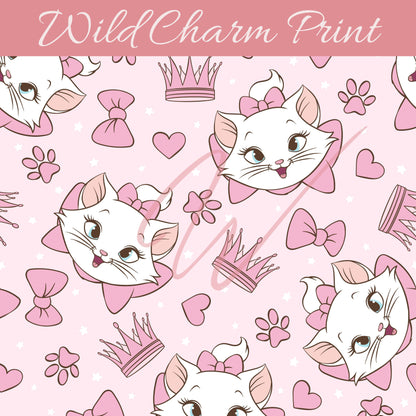 Valentines Kittens seamless pattern, Aristocats seamless file, Magical Hearts love seamless design for fabric sublimation, Digital download