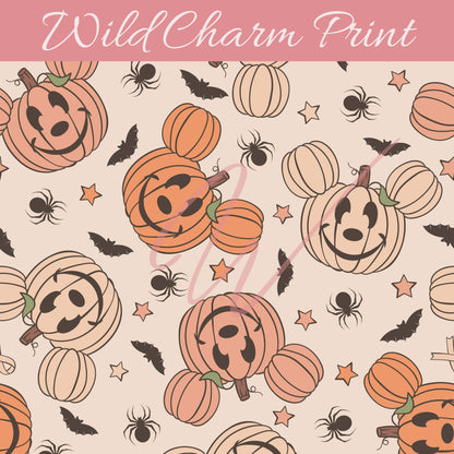 Mouse Pumpkins seamless repeat pattern, Halloween seamless file, Boys seamless pattern for fabric sublimation