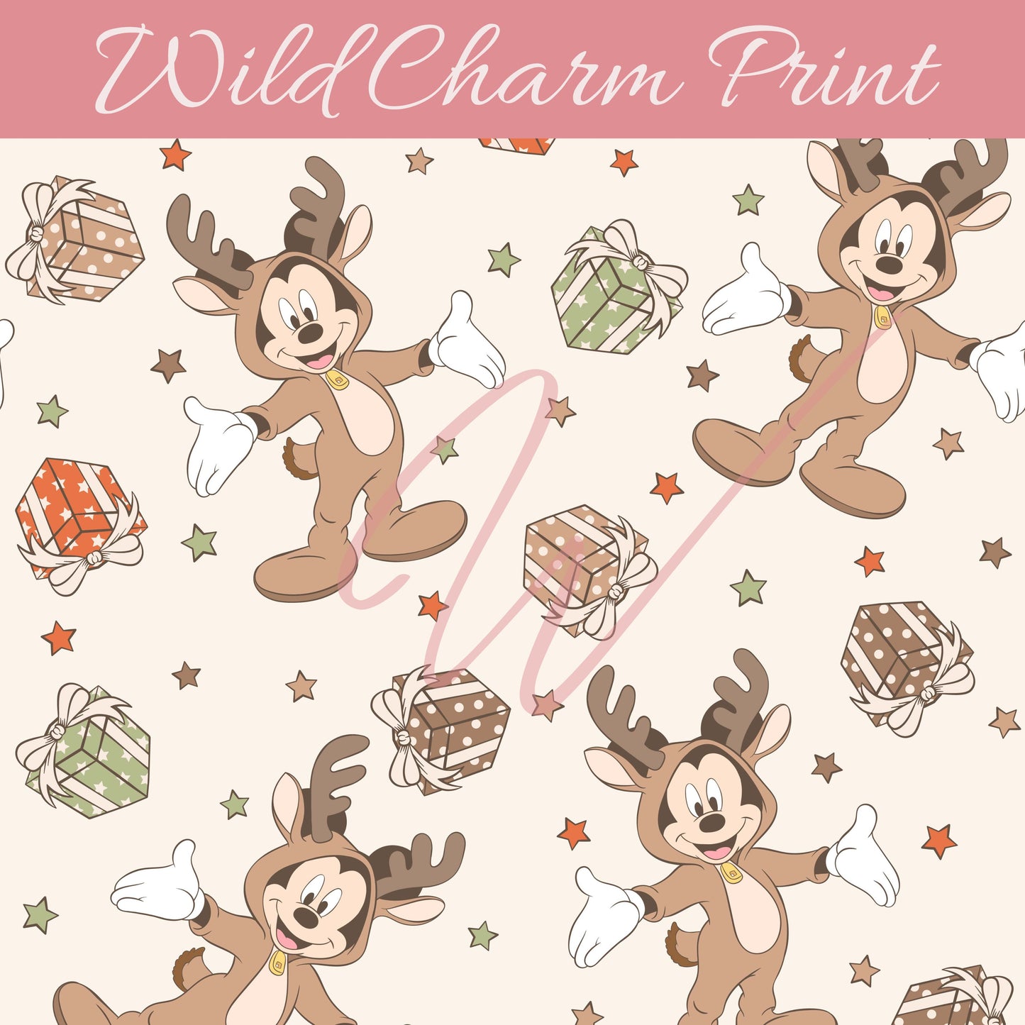 Merry Christmas seamless repeat pattern, Mouse Christmas seamless pattern, Winter seamless pattern for fabric sublimation