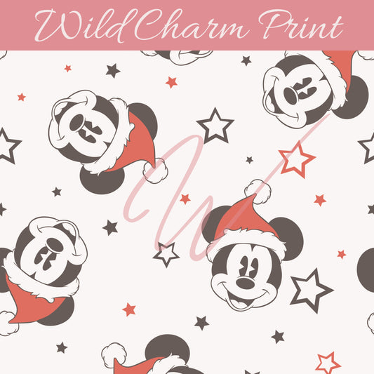 Christmas seamless repeat pattern, Mouse Christmas seamless pattern, Winter seamless pattern for fabric sublimation