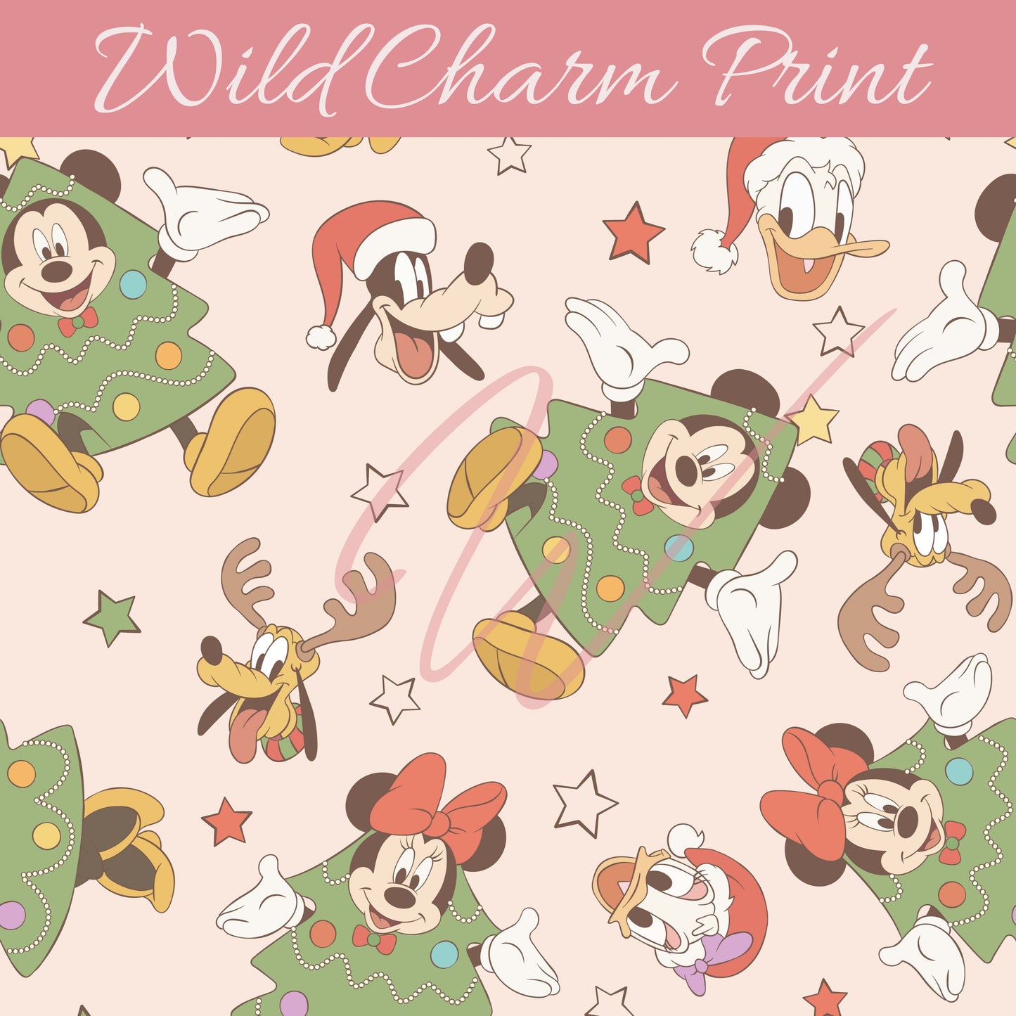 Christmas seamless repeat pattern, Mouse Christmas seamless pattern, Winter seamless pattern for fabric sublimation