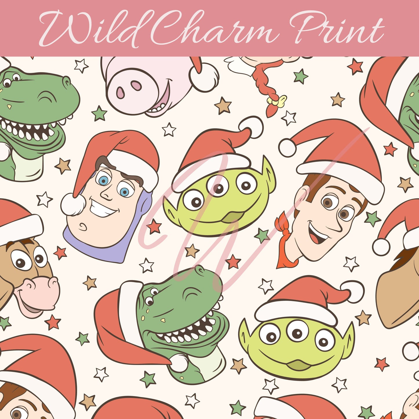 Christmas Story Friends seamless repeat pattern, Toy Friends seamless pattern, Winter seamless pattern for fabric sublimation