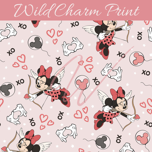 Valentines Mouse seamless pattern, Mouse cupid seamless, Magical Hearts love xo seamless design for fabric sublimation, Digital download