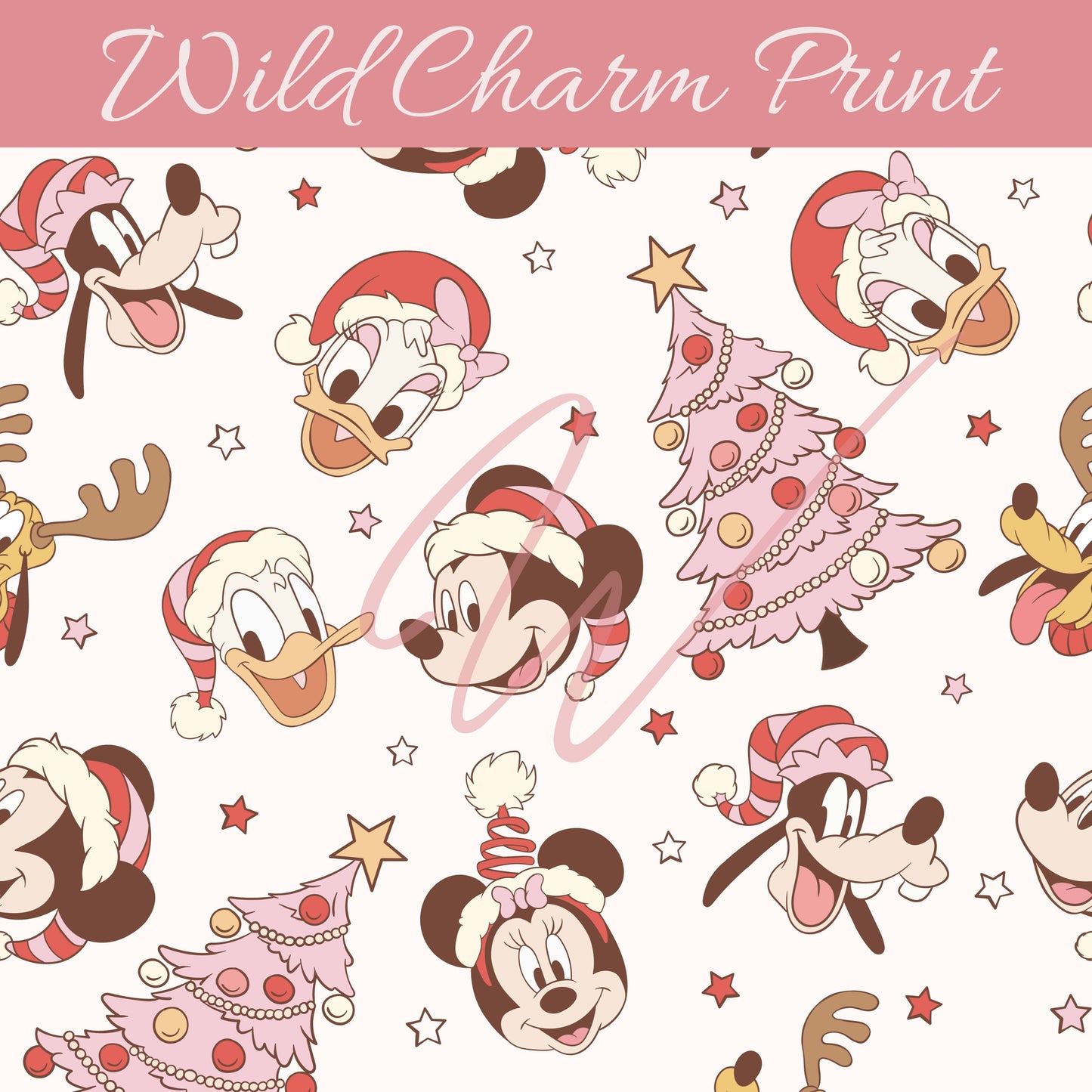 Christmas seamless repeat pattern, Mouse Christmas seamless pattern, Winter seamless pattern for fabric sublimation