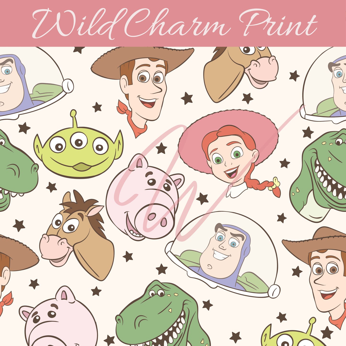 Story Friends seamless repeat pattern, Baby Jack and Monsters seamless pattern, Cartoon seamless pattern for fabric sublimation