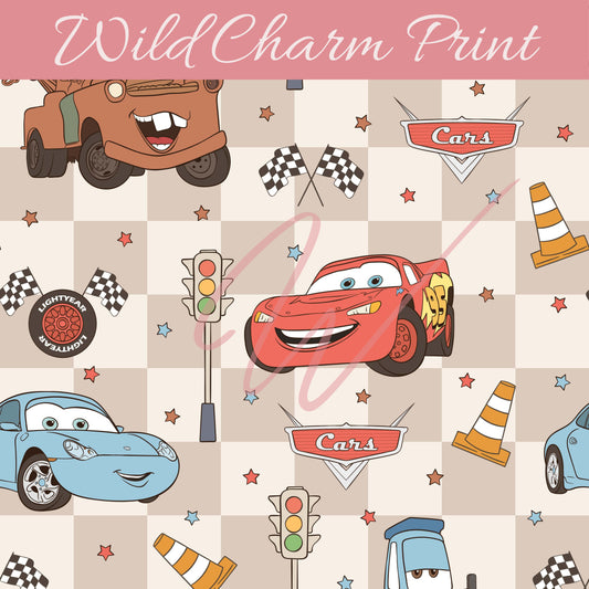 Magical Lighting Cars seamless file, Racing cars seamless, Spring and Summer seamless repeating pattern for fabric sublimation