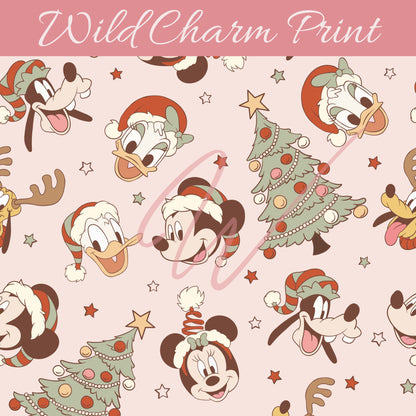 Christmas seamless repeat pattern, Mouse Christmas seamless pattern, Winter seamless pattern for fabric sublimation